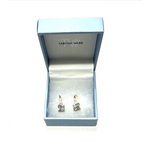 TABITHA WEBB Gold Plated Sterling Silver Pierced Crystal Earrings New In Box